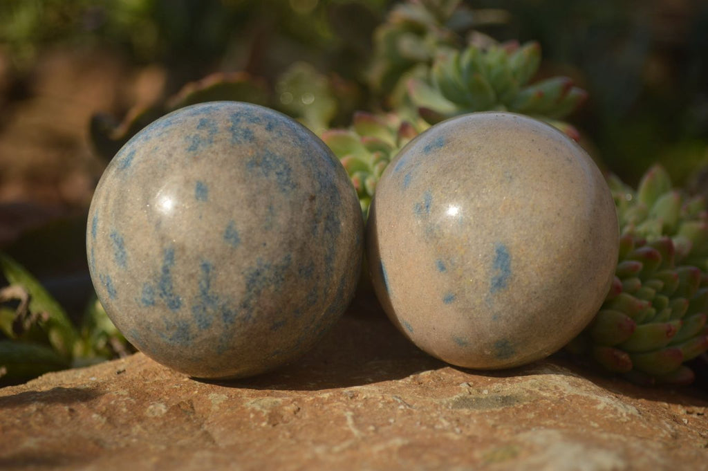 Polished Blue Spotted Spinel Quartz Spheres x 5 From Madagascar - Toprock Gemstones and Minerals 