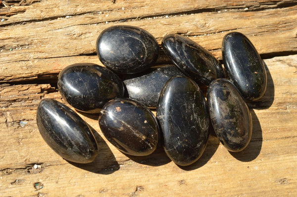 Polished Black Tourmaline / Schorl Palm Stones  x 20 From Madagascar - TopRock