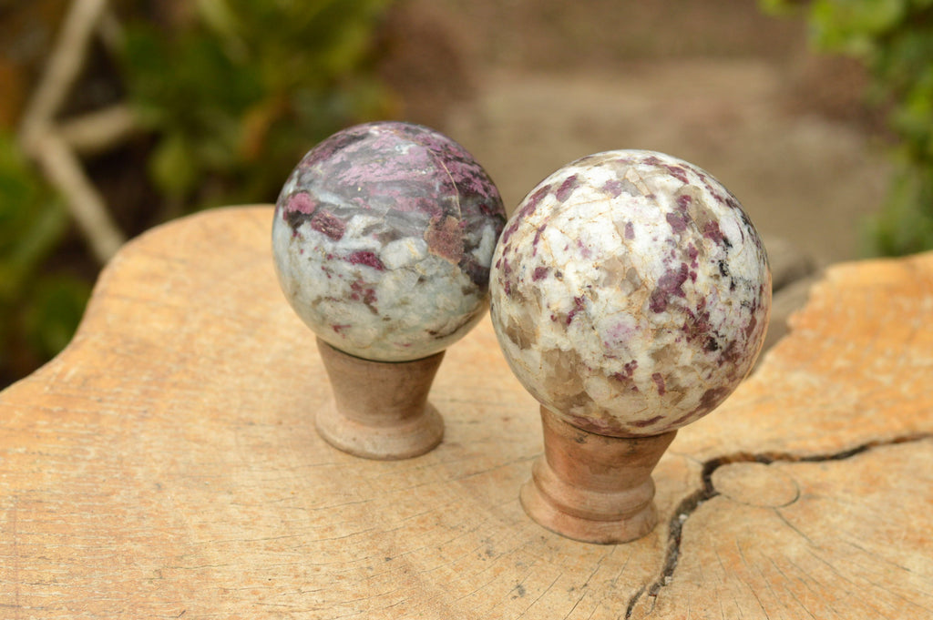 Polished Pink Tourmaline Rubellite Spheres x 2 From Ambatondrazaka, Madagascar - TopRock