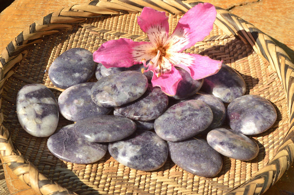 Polished Purple Lepidolite Flat Palm Stones x 24 From Madagascar - TopRock
