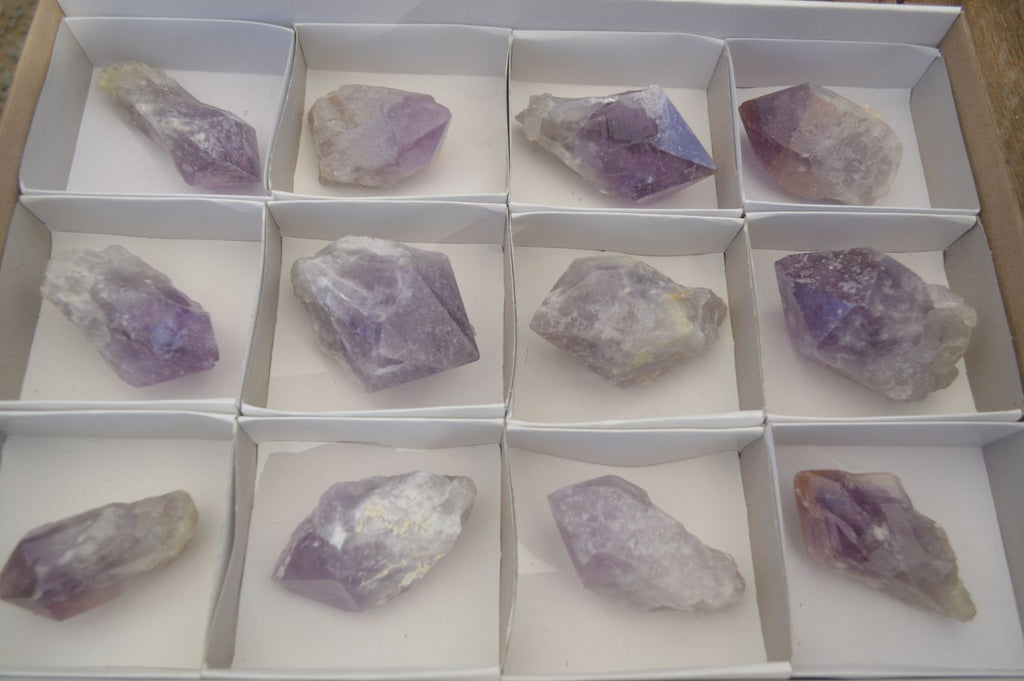 Natural Single Jacaranda Amethyst Crystals x 12 From Mumbwe, Zambia - Toprock Gemstones and Minerals 
