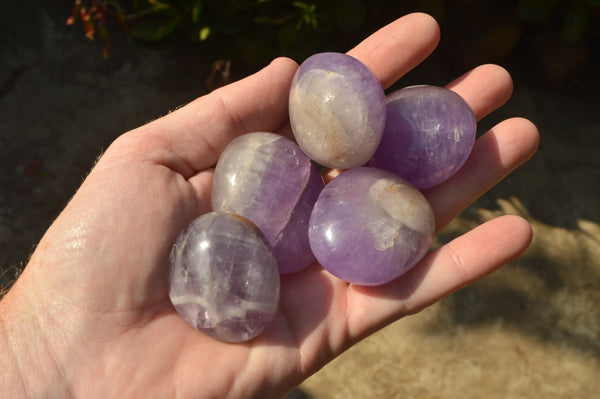 Polished Rare Gemmy Amethyst Palm Stones x 24 From Madagascar - TopRock
