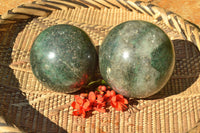 Polished Green Fuchsite Quartz Spheres x 2 From Ambatondrazaka, Madagascar - TopRock