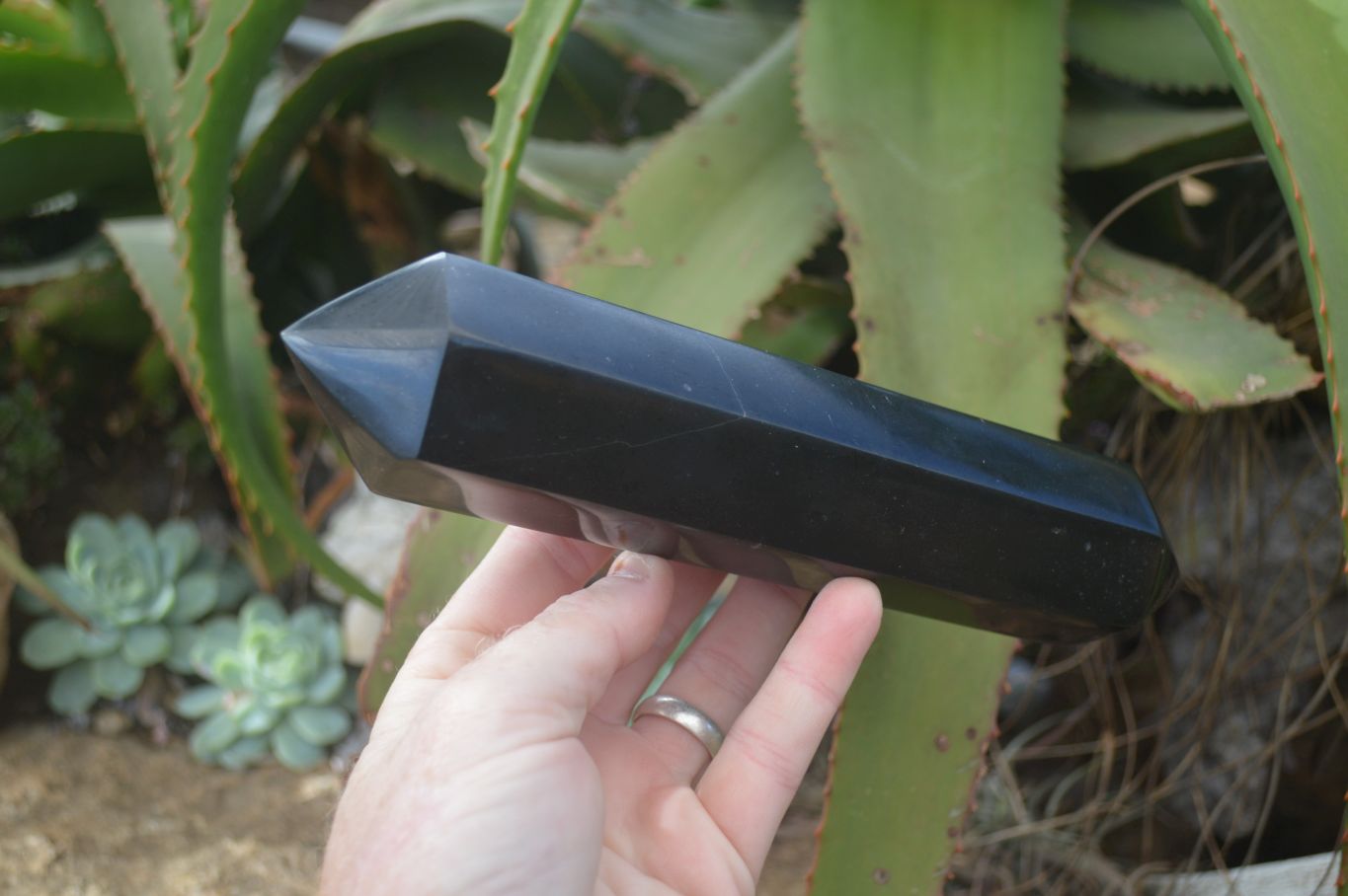 Polished Double Terminated Black Basalt Points  x 2 From Madagascar - Toprock Gemstones and Minerals 