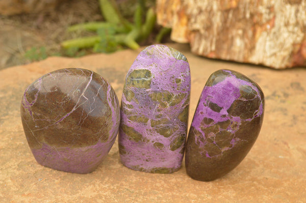 Polished Purple Stichtite & Serpentine Standing Free Forms  x 6 From Barberton, South Africa - TopRock
