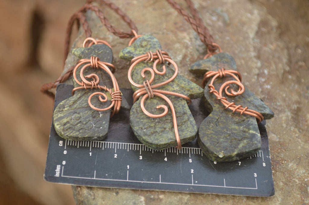 Polished  Copper Wire Wrapped Leopard Stone Eagle Pendants  x 6 From Zimbabwe - Toprock Gemstones and Minerals 