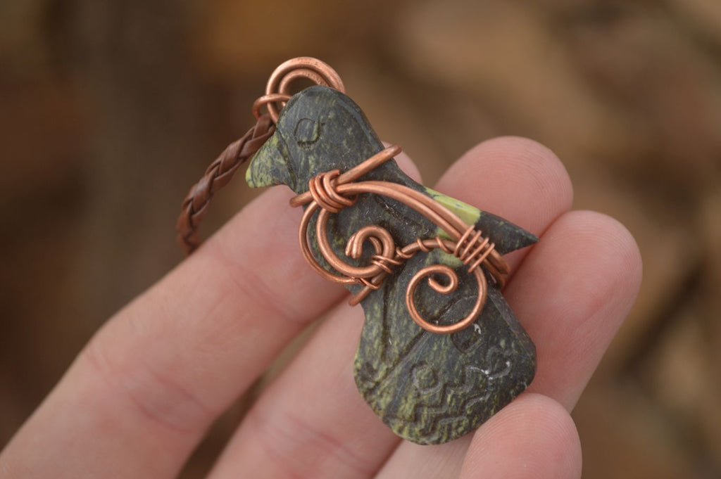 Polished  Copper Wire Wrapped Leopard Stone Eagle Pendants  x 6 From Zimbabwe - Toprock Gemstones and Minerals 