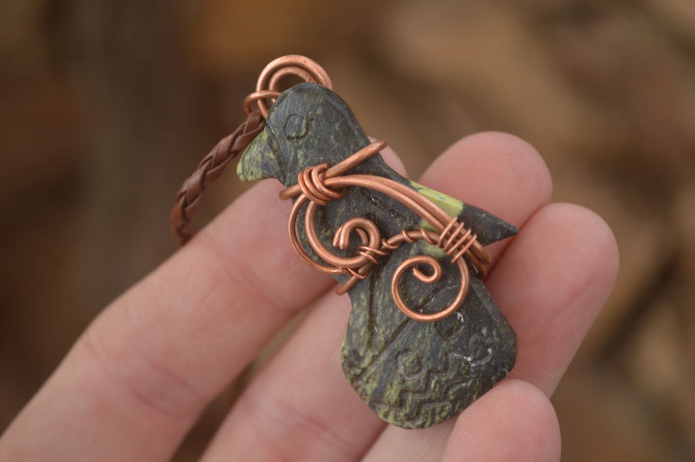 Polished  Copper Wire Wrapped Leopard Stone Eagle Pendants  x 6 From Zimbabwe - Toprock Gemstones and Minerals 
