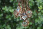 Polished  Copper Wire Wrapped Clear Quartz Pendants  x 6 From Southern Africa - Toprock Gemstones and Minerals 