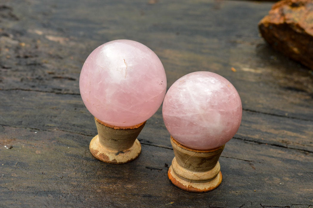 Polished Lovely Semi Gemmy Pink Rose Quartz Spheres  x 6 From Ambatondrazaka, Madagascar - TopRock