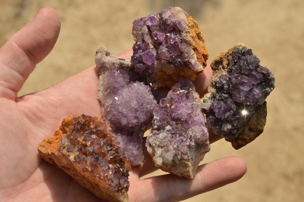 Natural Small Dark "Amethystos" Amethyst Clusters x 35 From Kwaggafontein, South Africa - TopRock