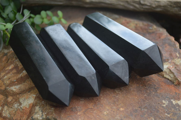 Polished Double Terminated Black Basalt Points  x 4 From Madagascar - Toprock Gemstones and Minerals 