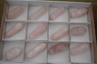 Polished Gemmy Double Terminated Rose Quartz Points x 12 From Ambatondrazaka, Madagascar - TopRock