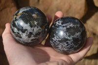 Polished Merlinite Gabbro Spheres  x 4 From Ambatondrazaka, Madagascar
