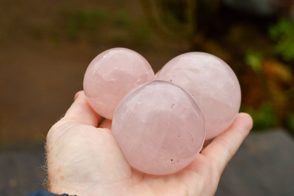 Polished Lovely Semi Gemmy Pink Rose Quartz Spheres  x 6 From Ambatondrazaka, Madagascar - TopRock