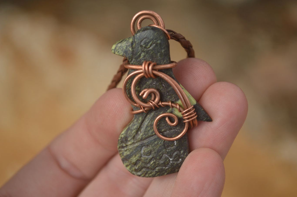 Polished  Copper Wire Wrapped Leopard Stone Eagle Pendants  x 6 From Zimbabwe - Toprock Gemstones and Minerals 