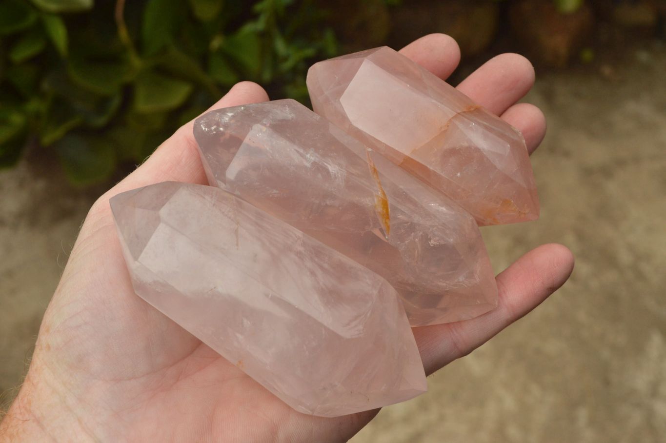 Polished Double Terminated Gemmy Pink Rose Quartz Points x 6 From Madagascar - TopRock