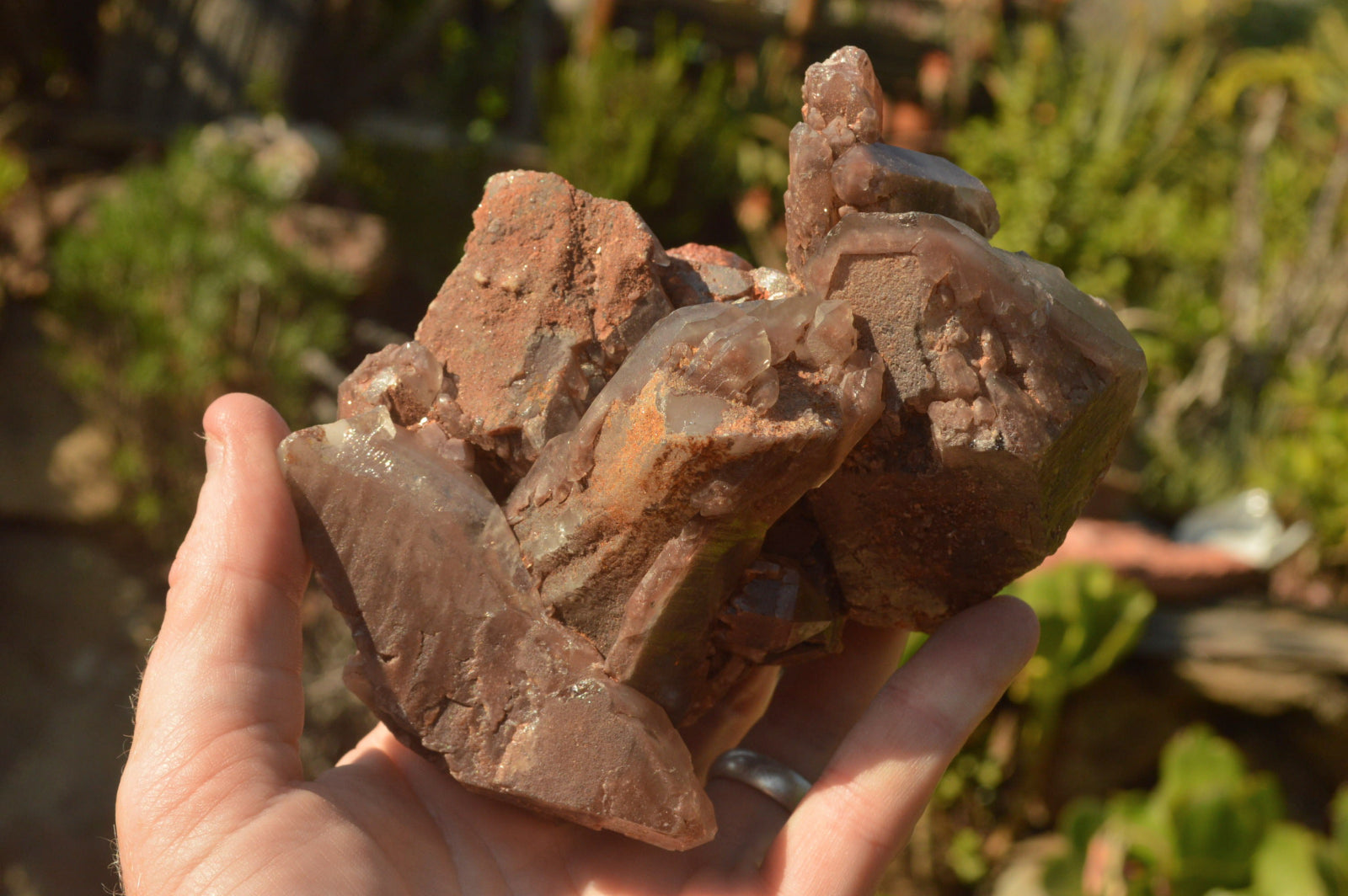 Natural Dusky Red Hematoid Quartz Clusters  x 4 From Karoi, Zimbabwe - TopRock