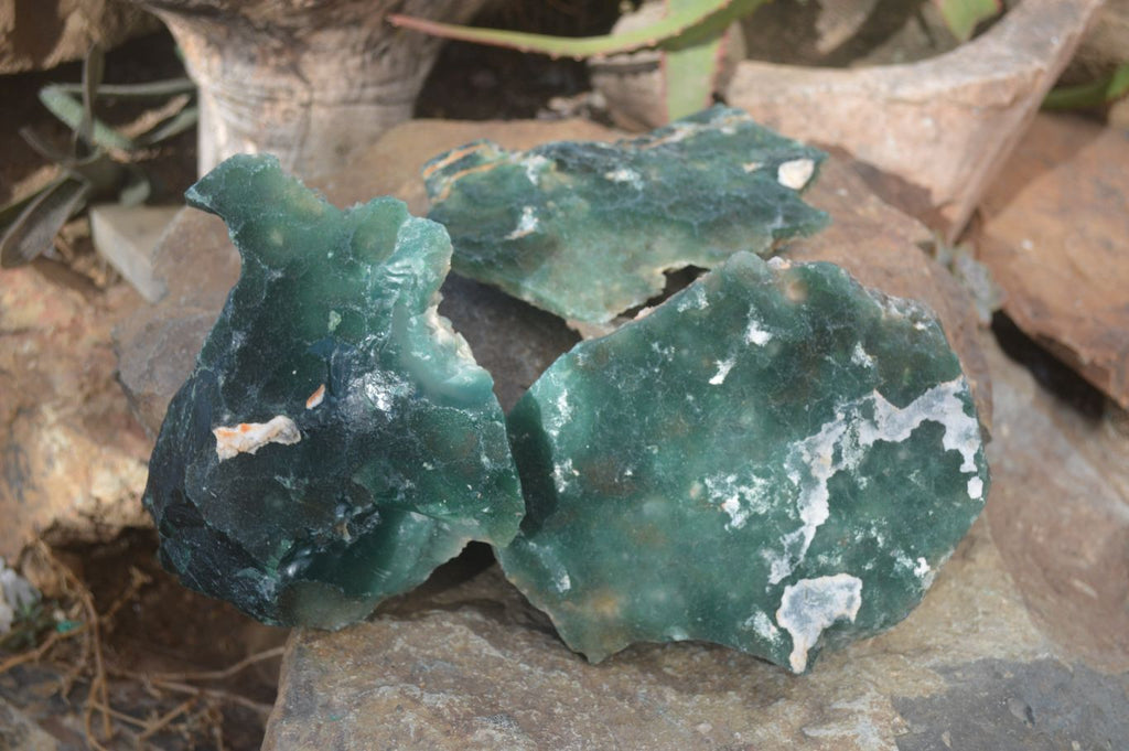 Natural Emerald Mtorolite Plates x 3 From Mutorashanga, Zimbabwe - Toprock Gemstones and Minerals 