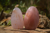 Polished Pink Rose Quartz Standing Free Forms x 2 From Ambatondrazaka, Madagascar - TopRock