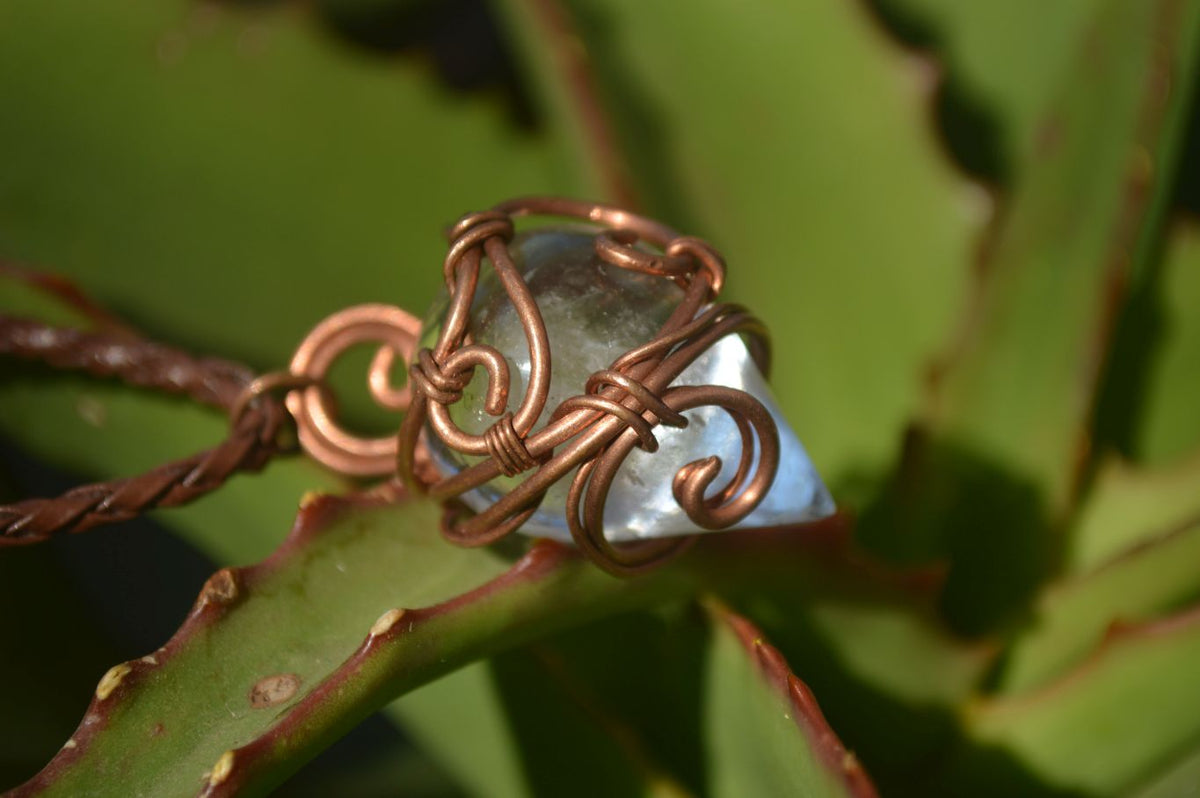 Polished  Copper Wire Wrapped Clear Quartz Pendants  x 6 From Southern Africa - Toprock Gemstones and Minerals 