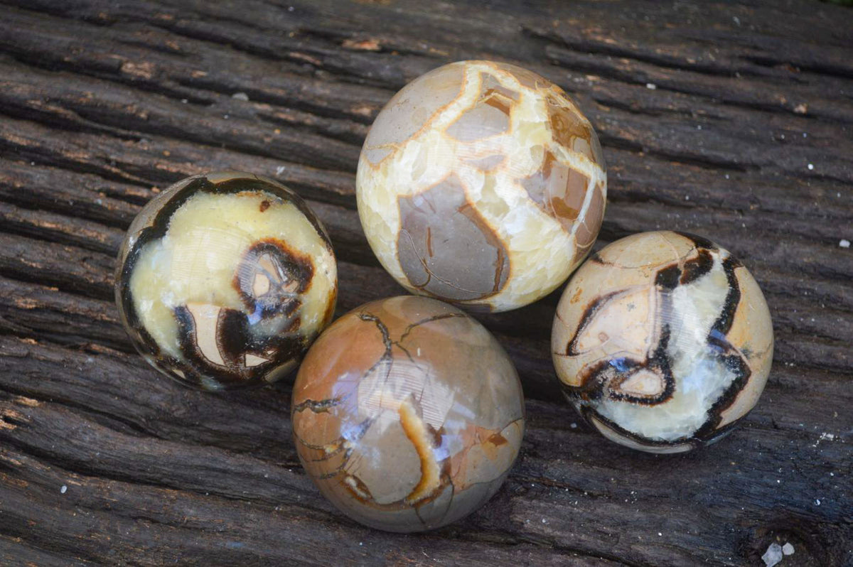 Polished Gorgeous Septerye Spheres x 4 From Madagascar - Toprock Gemstones and Minerals 