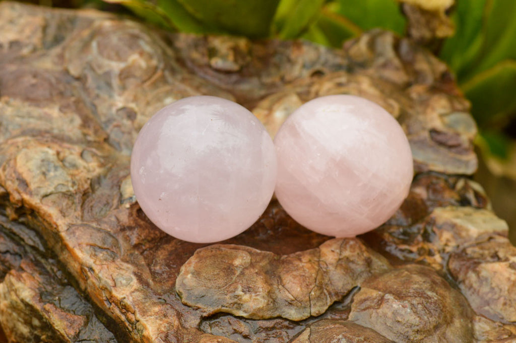 Polished Lovely Semi Gemmy Pink Rose Quartz Spheres  x 6 From Ambatondrazaka, Madagascar - TopRock