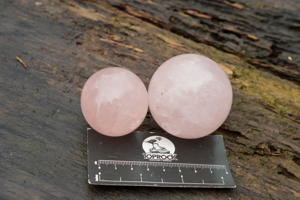 Polished Lovely Semi Gemmy Pink Rose Quartz Spheres  x 6 From Ambatondrazaka, Madagascar - TopRock