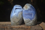 Polished Blue Lace Agate Standing Free Forms  x 2 From Nsanje, Malawi - Toprock Gemstones and Minerals 