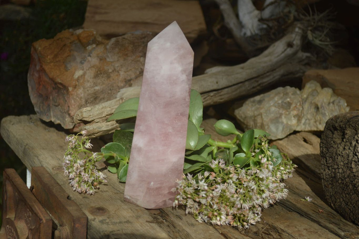 Polished Large Rose Quartz Tower x 1 From Madagascar - Toprock Gemstones and Minerals 