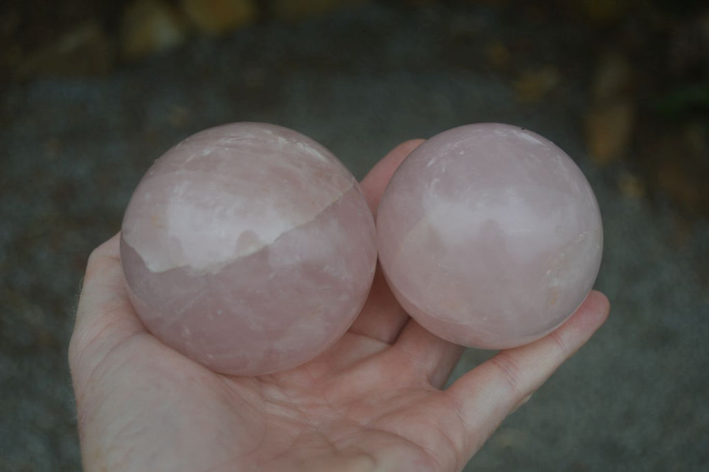 Polished Pink Rose Quartz Spheres  x 4 From Madagascar - Toprock Gemstones and Minerals 