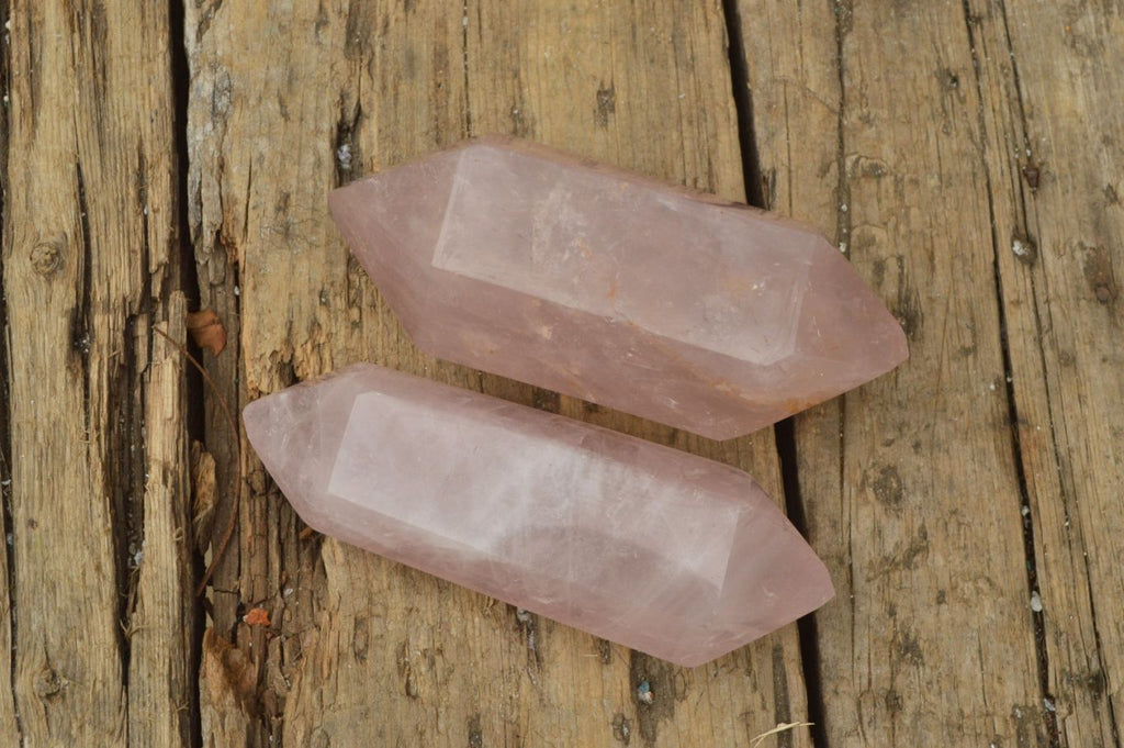 Polished Double Terminated Gemmy Pink Rose Quartz Points x 6 From Madagascar - TopRock