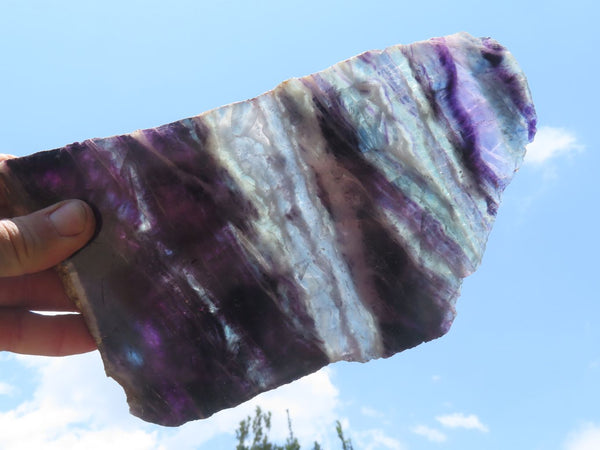 Polished Watermelon Fluorite Plates x 3 From Vis, Namibia - TopRock