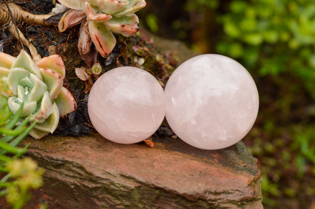 Polished Lovely Semi Gemmy Pink Rose Quartz Spheres  x 6 From Ambatondrazaka, Madagascar - TopRock