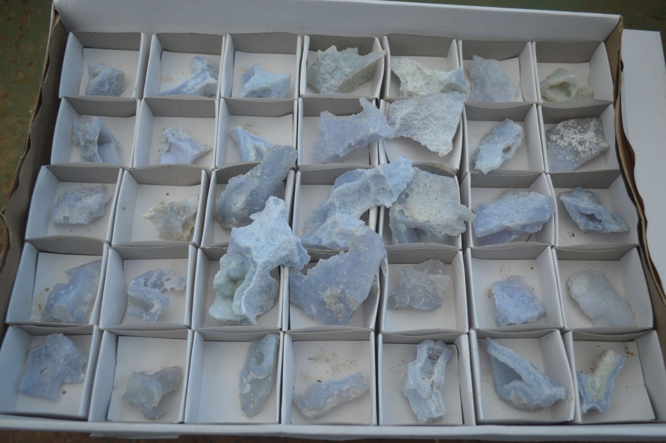 Natural Etched Blue Chalcedony Specimens  x 35 From Malawi - TopRock