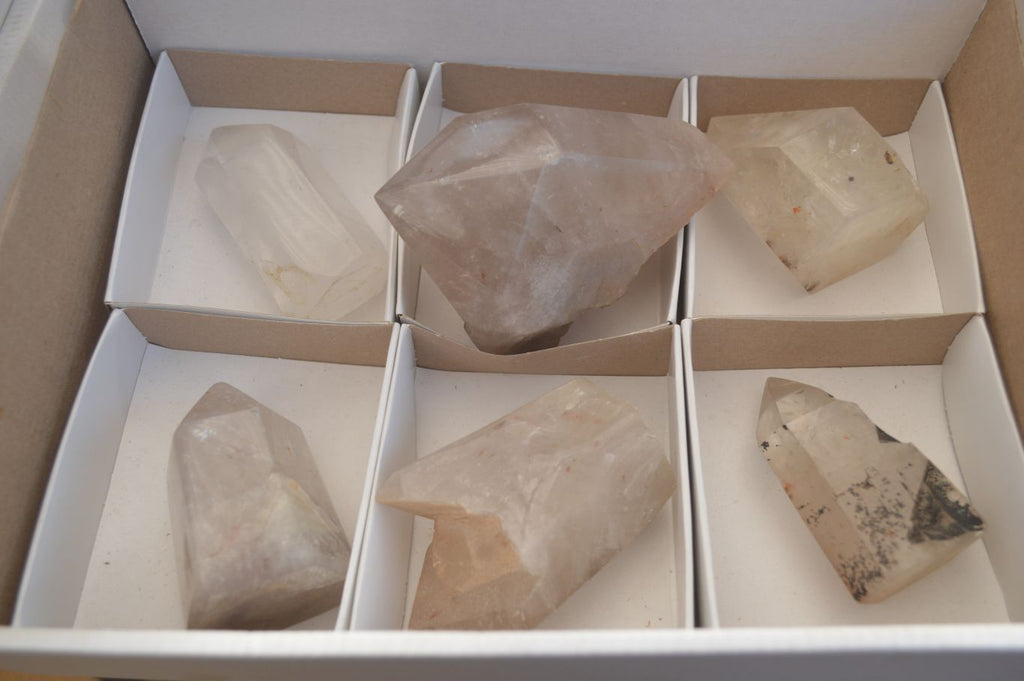 Polished Quartz Crystal Points x 6 From Angola - Toprock Gemstones and Minerals 