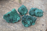 Natural Chatoyant Silky Malachite Specimens  x 4 From Congo - Toprock Gemstones and Minerals 