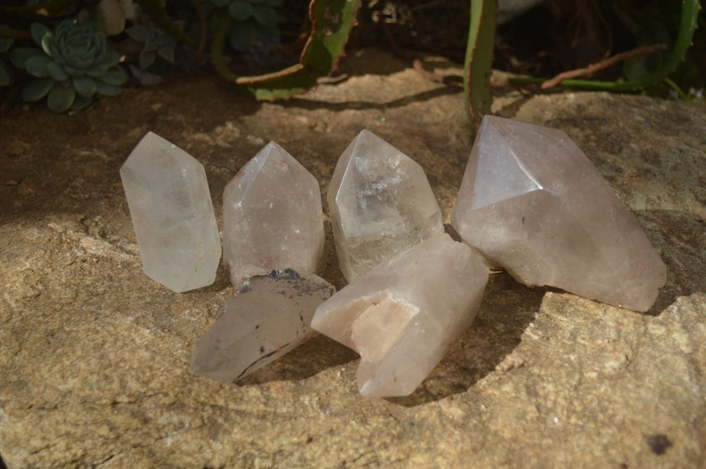 Polished Quartz Crystal Points x 6 From Angola - Toprock Gemstones and Minerals 