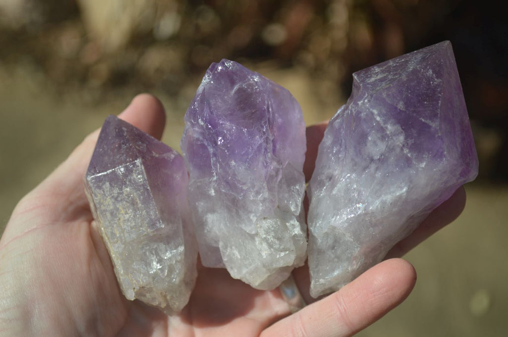 Natural Single Jacaranda Amethyst Crystals x 12 From Mumbwe, Zambia - Toprock Gemstones and Minerals 