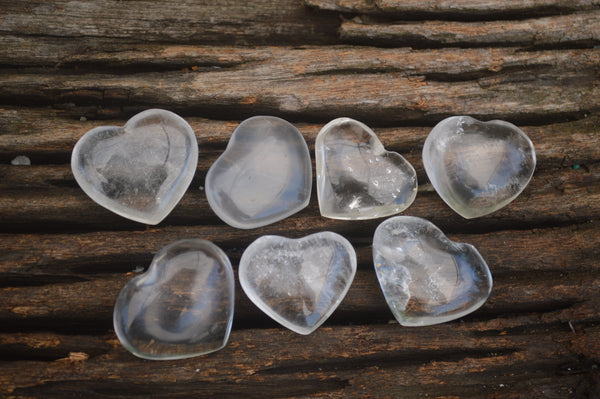 Polished Mini Clear Quartz Hearts  - Sold per 10 pc - From Madagascar - TopRock