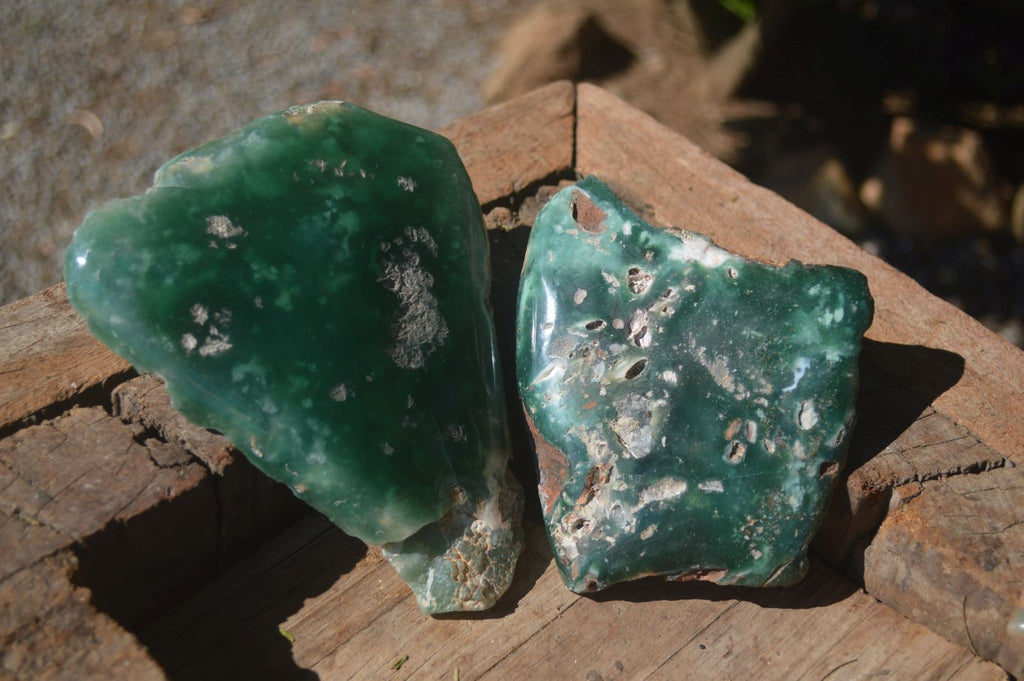 Polished Emerald Mtorolite / Chrome Chrysoprase Plates  x 3 From Zimbabwe - Toprock Gemstones and Minerals 