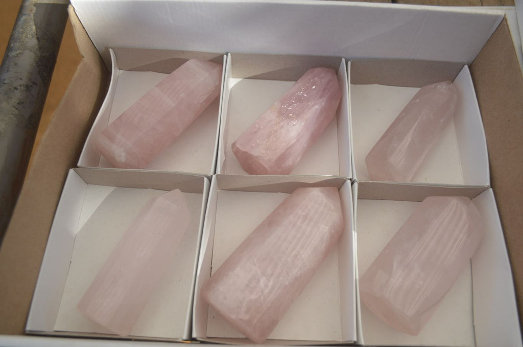 Polished Pink Rose Quartz Points x 6 From Ambatondrazaka, Madagascar - Toprock Gemstones and Minerals 