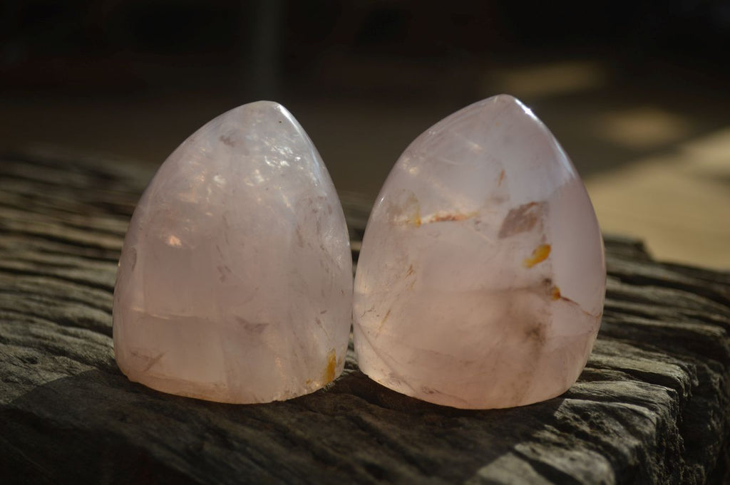 Polished Gemmy Rose Quartz Standing Free Forms x 6 From Ambatondrazaka, Madagascar - Toprock Gemstones and Minerals 