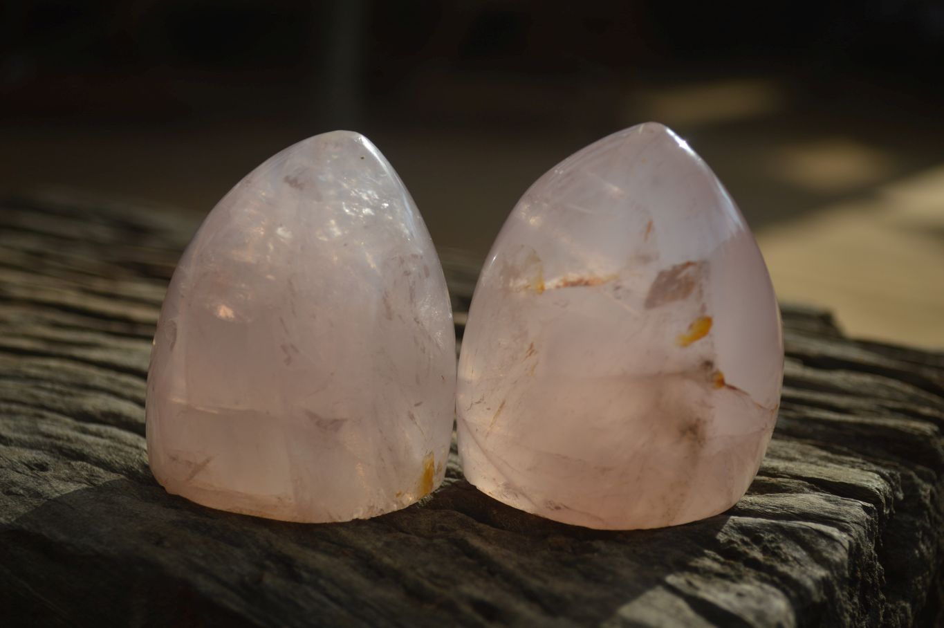 Polished Gemmy Rose Quartz Standing Free Forms x 6 From Ambatondrazaka, Madagascar - Toprock Gemstones and Minerals 