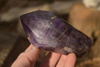 Polished  Dark Amethyst Standing Free Forms x 3 From Zambia - Toprock Gemstones and Minerals 