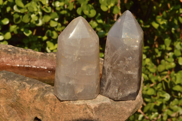 Polished Rare Blue Rose Girasol Pearl Quartz Points  x 3 From Madagascar - TopRock