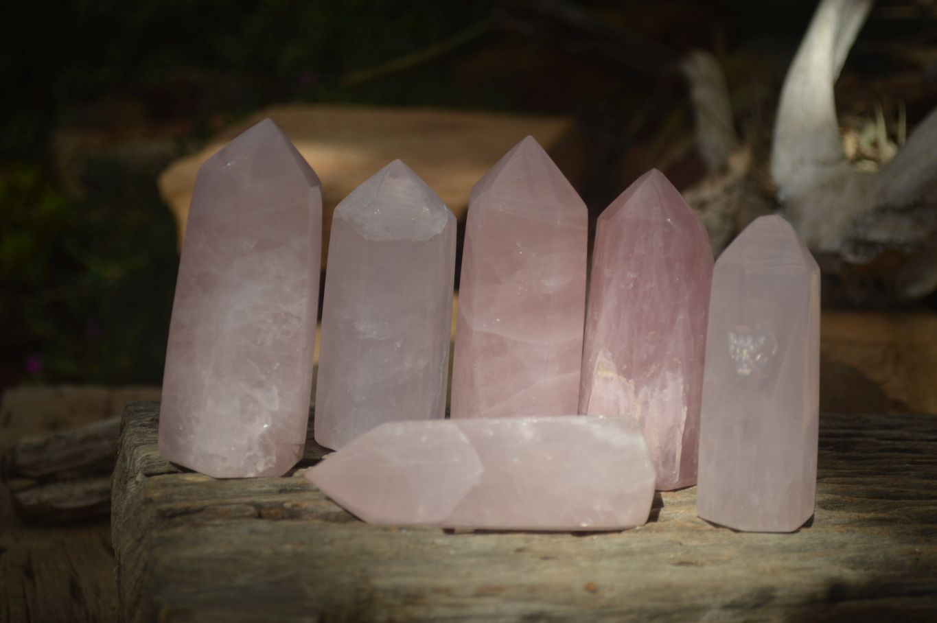 Polished Pink Rose Quartz Points x 6 From Ambatondrazaka, Madagascar - Toprock Gemstones and Minerals 
