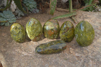 Polished Green Opal Standing Free Forms  x 6 From Madagascar - Toprock Gemstones and Minerals 