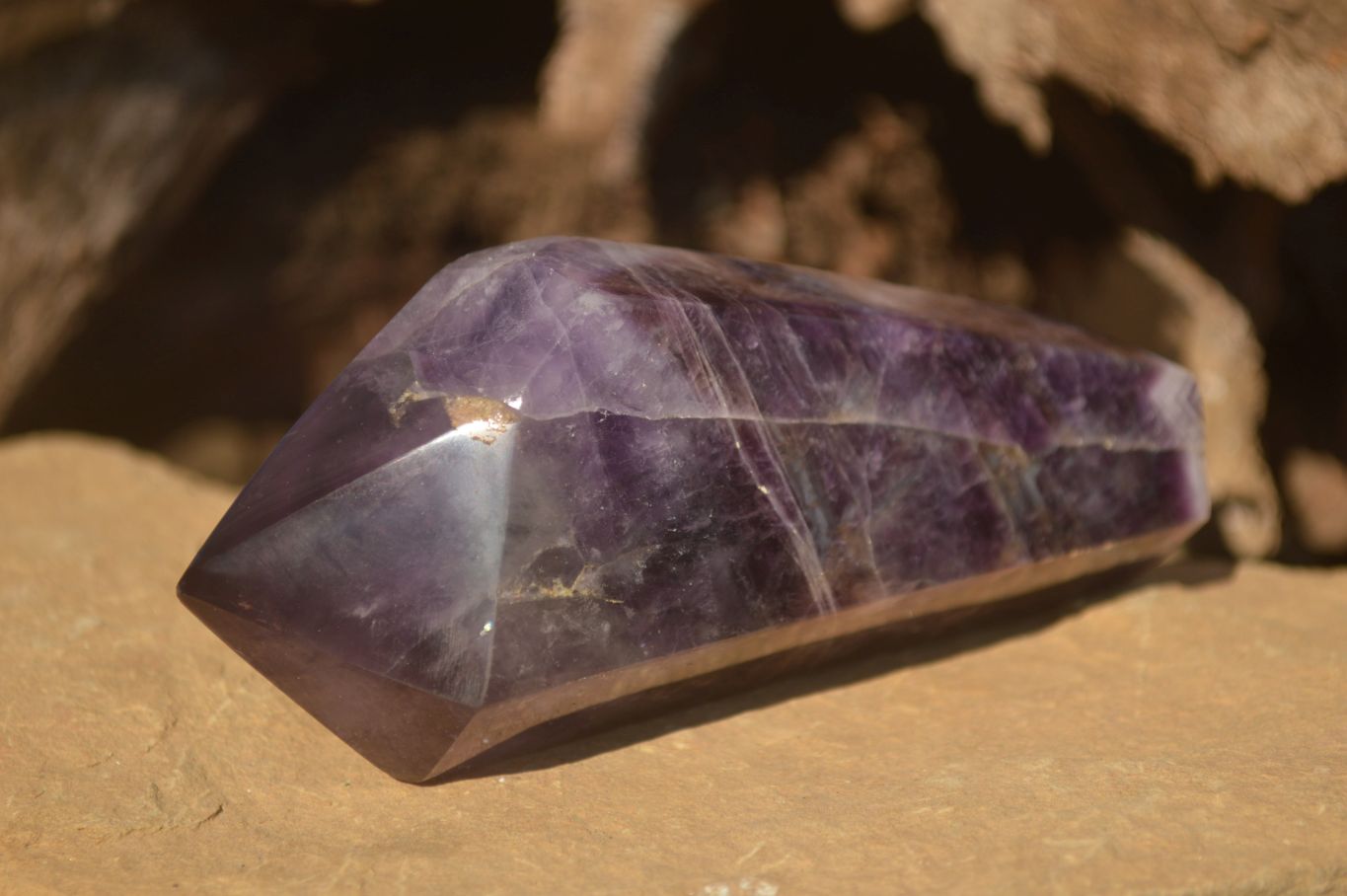 Polished  Dark Amethyst Standing Free Forms x 3 From Zambia - Toprock Gemstones and Minerals 
