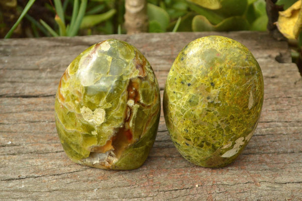 Polished Dark Rich Green Opal Standing Free Forms x 3 From Antsirabe, Madagascar - TopRock